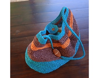 Bolso mujer de rafia, crochet hecho a mano, bolso con asa al hombro, bolsos para mujer, bolsos de verano, bolso mediano de color