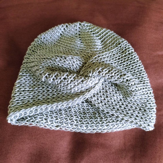 Damen-Turban, Turbanmütze aus silberner Lurexwolle, Haarband