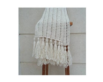 Women's scarf with tassels, scarf with fringe, scarf tassels crochet