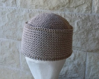 Kufi hat crochet - Berber cap - Morrocan fez - morrocan hat - Unisex hat - linen Kufi hats - crochet Summer hat