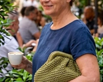 Pochette in Rafia Naturale ad Uncinetto Clutch Artigianale con Chiusura a Scatto  Borsa Estiva Elegante Fatta a Mano Borsetta per cerimonia