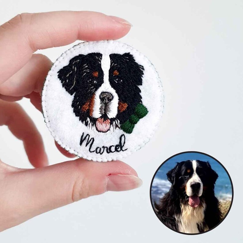 Patch to sew, to personalize from a photo of your pet dog, cat or rabbit, embroidery, handmade Avec prénom