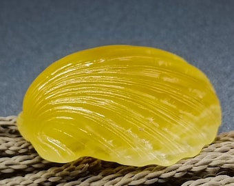 Amber Shell, Yellow Opaque Amber,  Baltic Amber, Exclusive Amber Carving, Handmade gift, Souvenir #792