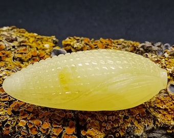 Amber Carving, Corn, Yellow Opaque Amber,  Baltic Amber, Exclusive Amber Carving, Handmade gift #794