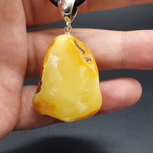 Amber Pendant, Natural Gemstone, Butterscotch Yellow Colour, 11 g, 925 Sterling Silver, Raw Amber Pendant, #630