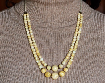 Milky Yellow Gemstone Necklace, 25g, Natural Gemstone, 5.9-15.8 mm, Bronze, Thread