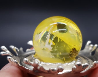 Amber Souvenir, Amber Water Drops, Opaque Yellow with White, 925 Sterling Silver, Bronze,  for Amber Collection, Natural Baltic Amber,  #758