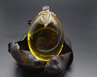 Amber Pendant, Genuine Amber, Unrefined Yellow Clear Amber Teardrop, #051