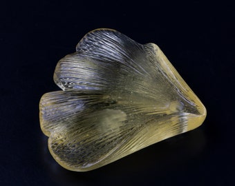 Amber Carving, Ginkgo Leaf, Yellow Transparent Amber, Baltic Amber Pendant, Exclusive Amber Carving, Handmade gift