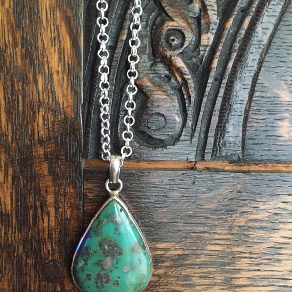 Collier en argent sterling pendentif Turquoise