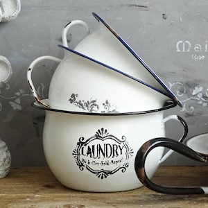 Orinal de esmalte blanco, bacinica, jardinera redonda de metal, maceta