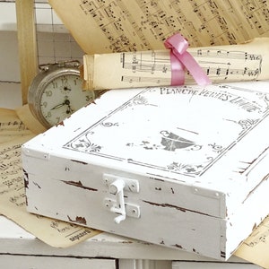 Large White Shabby Chic Wood Box Lid Romantic Painted - Etsy