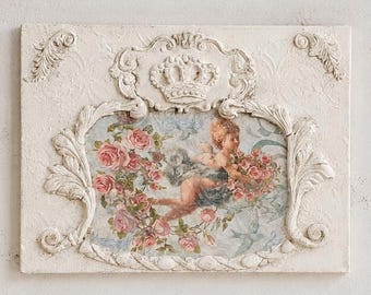 Shabby Chic cherubijn wanddecoratie, romantische Franse rococo engel decoratie