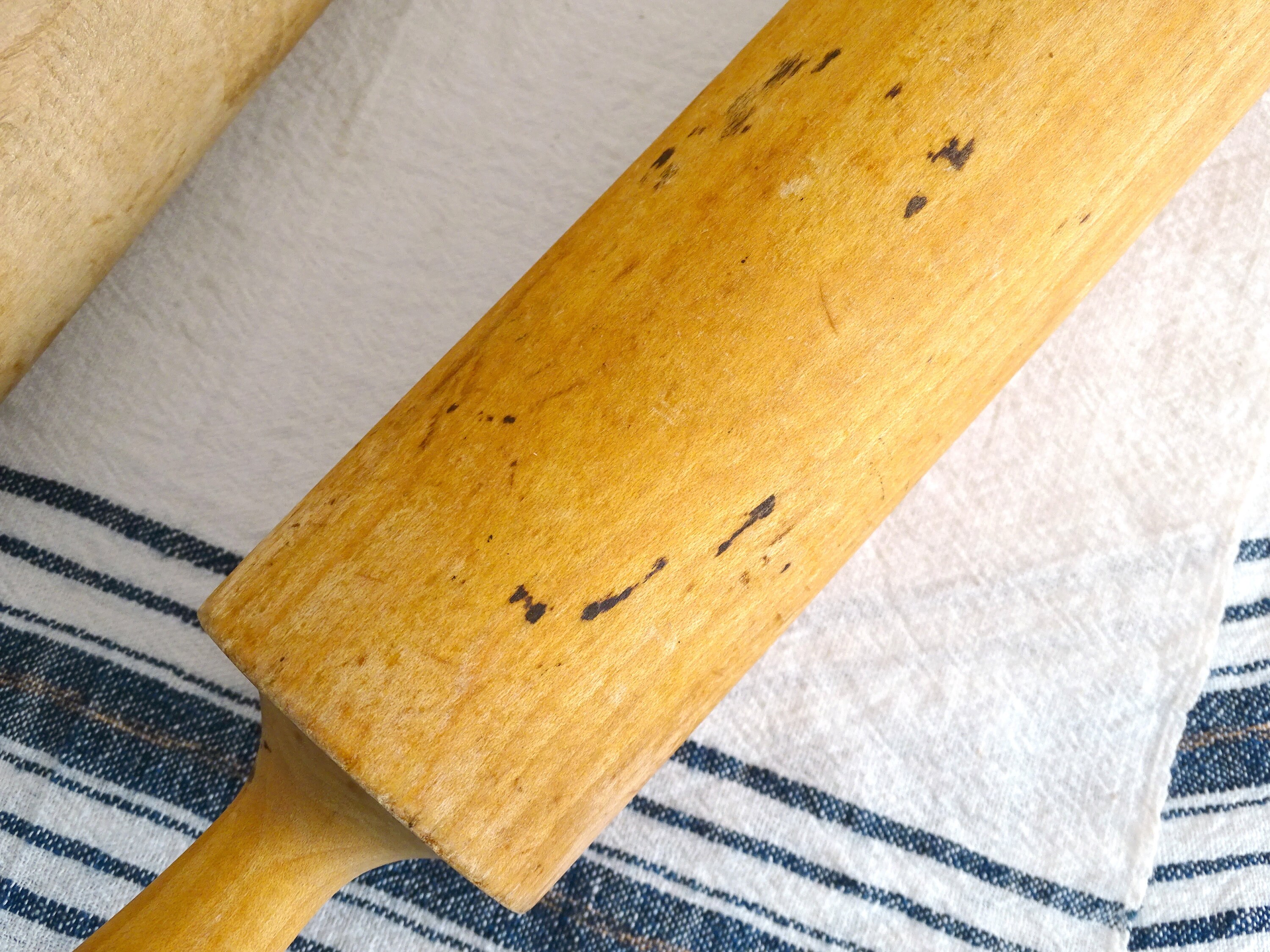 Set 2 Wood Rolling Pin Handles Large Old Dough Pastry Roller Etsy