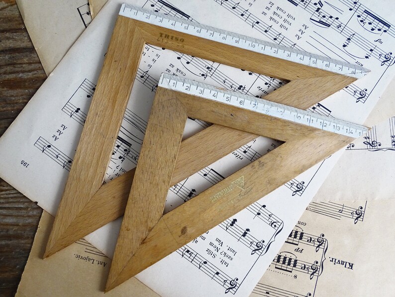Vintage Triangle Wood Ruler School Math Ruler Angle Drawing - Etsy