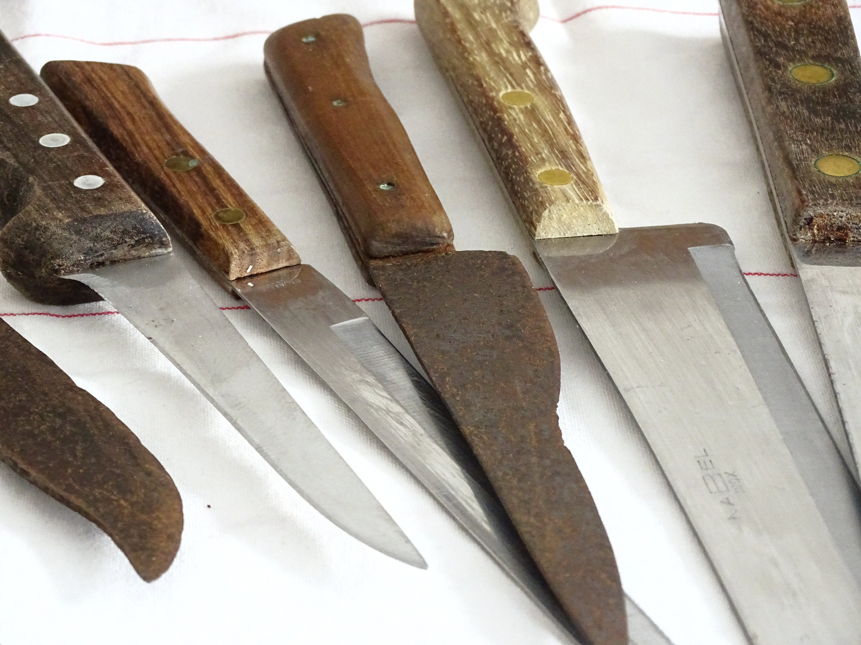 Vintage Wood Handled Kitchen Knife Old Big Knives With Wooden or