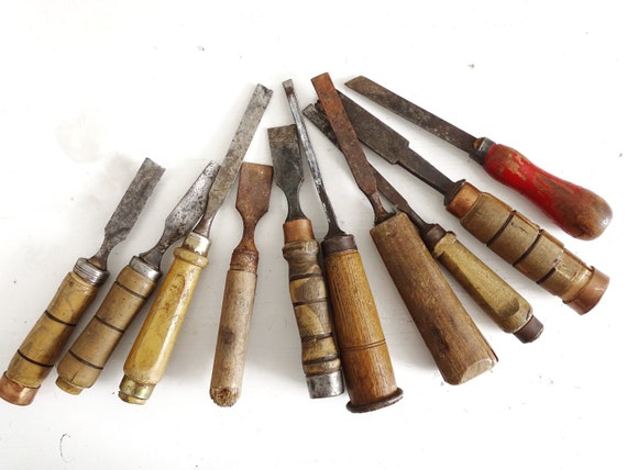 1 Antique Mortise Chisel Wood Carving Hand Tool Wood Handle