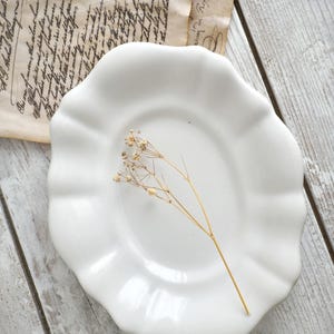 Antique Ironstone Scalloped Plate: Oval Transferware Serving Dish