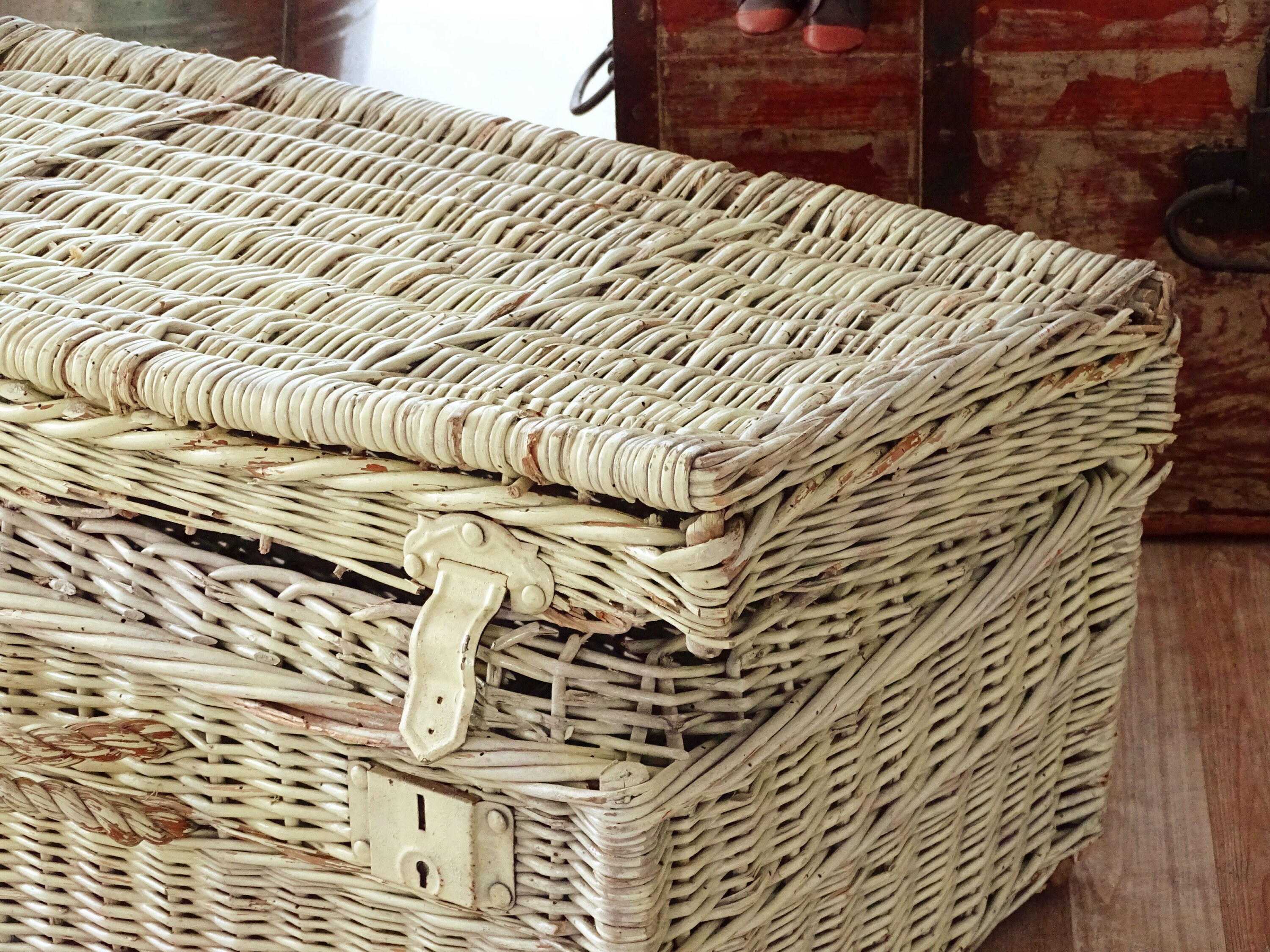 Antique Wicker Basket Trunk Large Wicker Chest Storage Basket Etsy