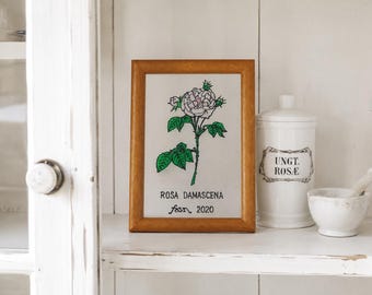 Hand-Painted Stained Glass Herb Panel, Botanical Wall Art Decor (8.1 x 5.7")