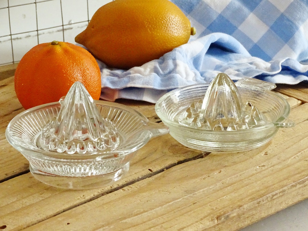 Vintage Glass Lemon Juicer Clear Glass Lemon Squeezer Citrus Etsy
