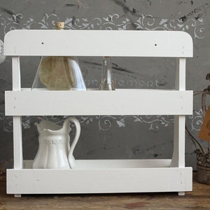 White Wood Spice Rack: 2-Tier Distressed Kitchen Organizer image 9
