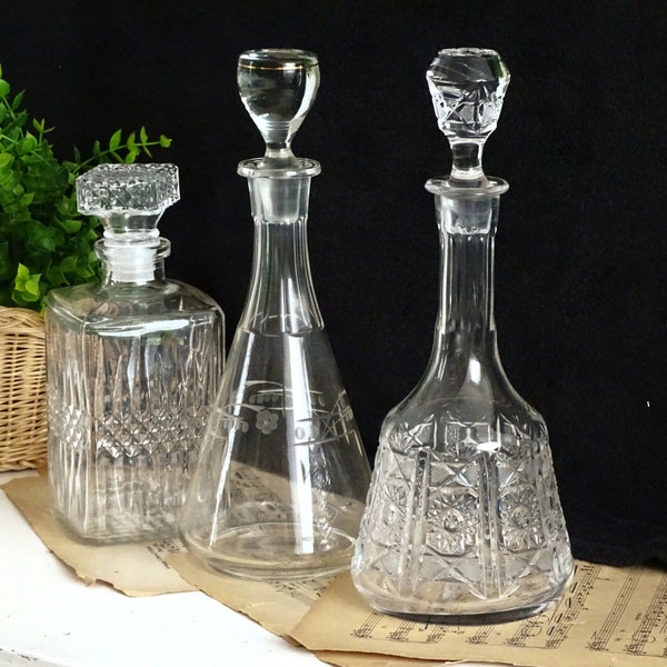 Carafe à vin en verre de luxe, carafe en verre taillé, bouteille de vin en cristal carafe, dame-jeanne en verre transparent, vieille carafe à whisky, bouteille d'articles de bar rétro