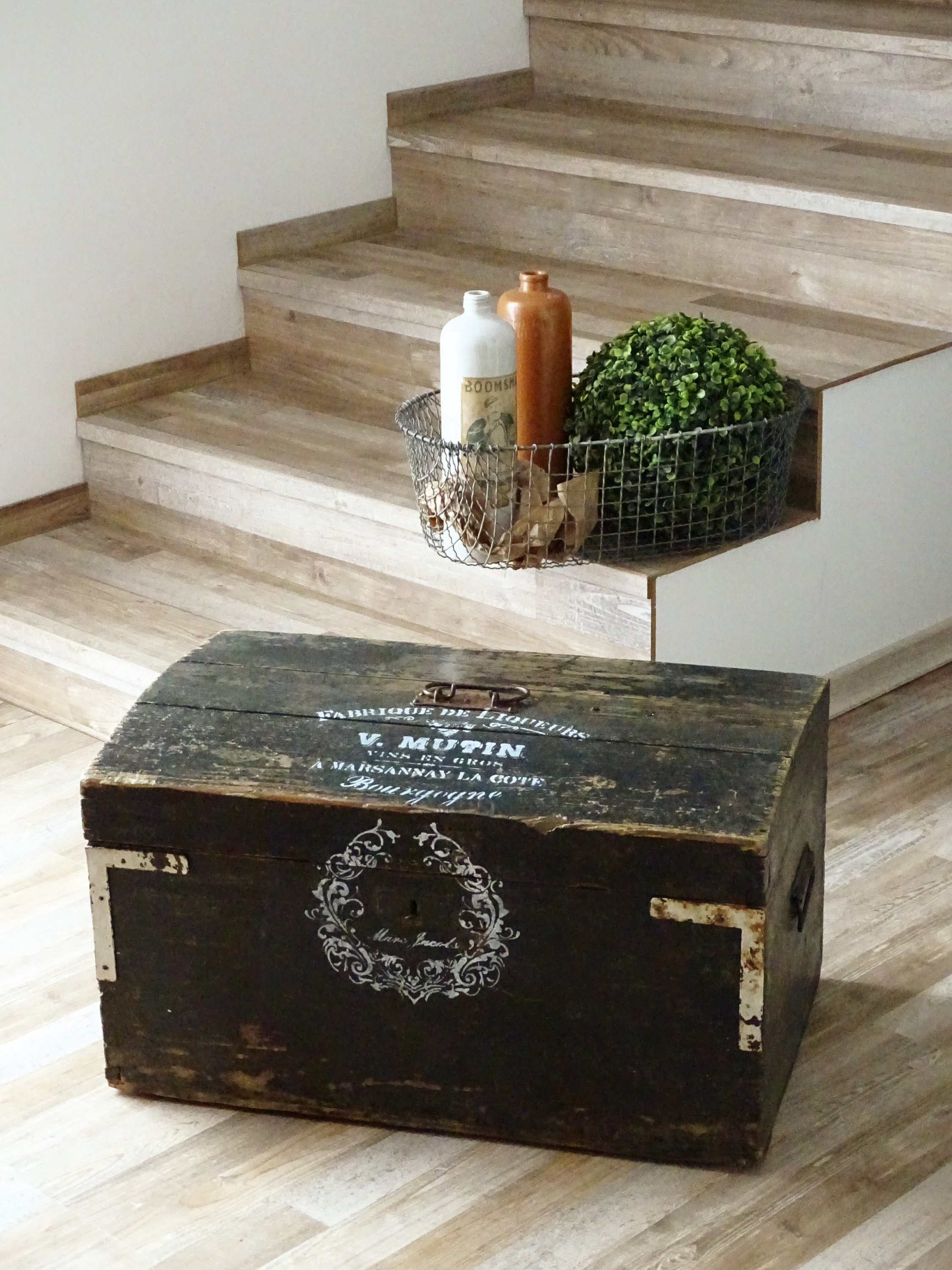 Baule In Legno Vintage 36cm - Scatola Portagioie Con Rivestimento In Tela E Finiture Metallo - Foto 7