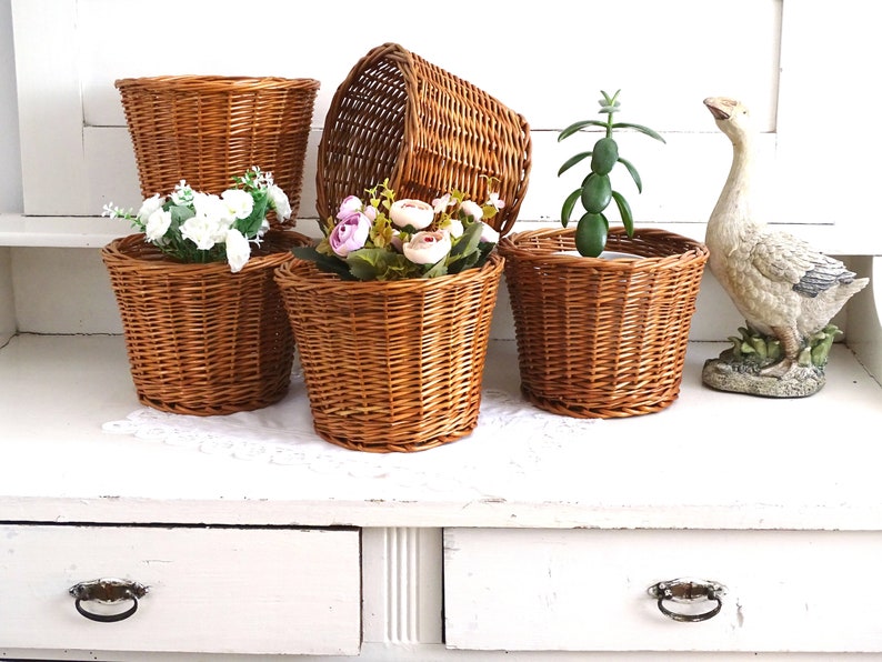 Wicker Plant Basket Hand Woven Houseplant Basket Rattan Middle Etsy UK