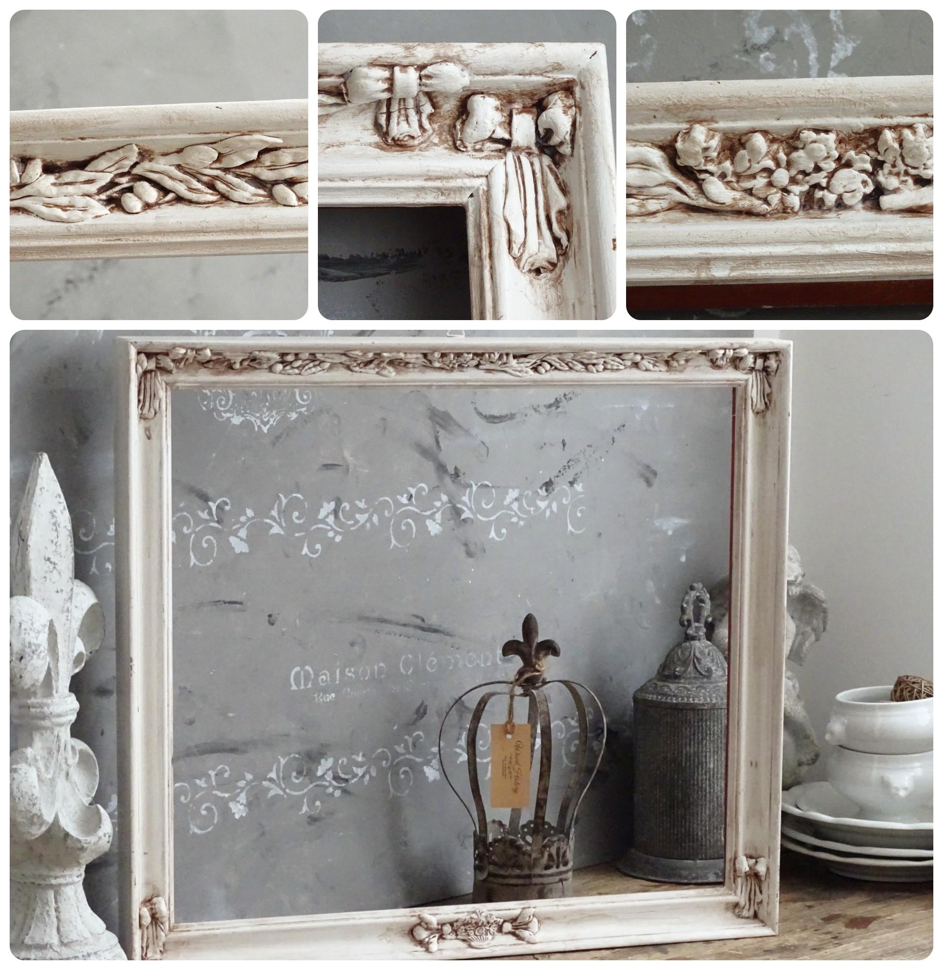 アンティークパッチワーク額装シャビーコラージュ壁掛け壁飾り