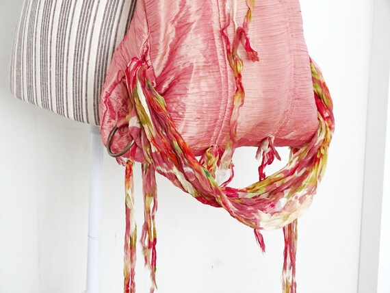 Handmade Pink Fabric Shoulder Tote Bag, Artisan S… - image 8