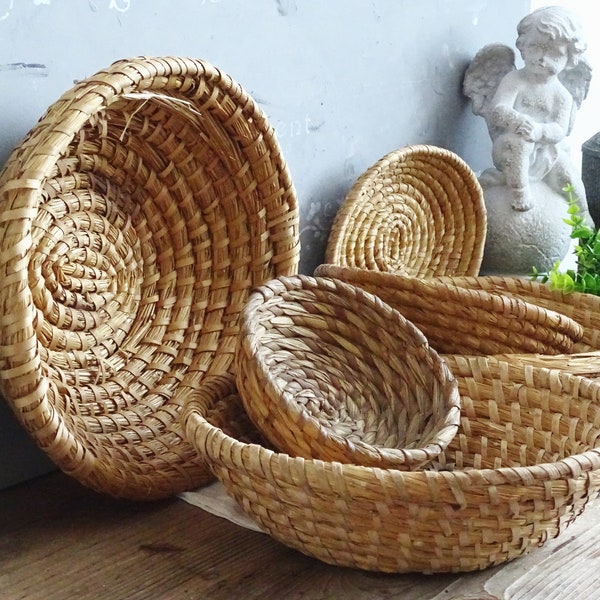 French Coiled Rye Proofing Basket, Large Straw Basket, Sour Dough Fermentation Bread Basket, Boulangerie Straw Bakery Basket, Serving Basket