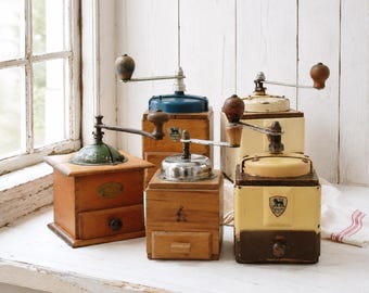 Antique Peugeot Freres Coffee Grinder: Rustic French Farmhouse Decor