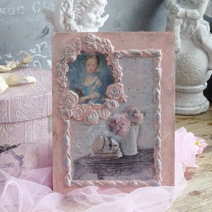 Handcrafted Victorian Girl Plaque: Shabby Chic French Farmhouse Decor
