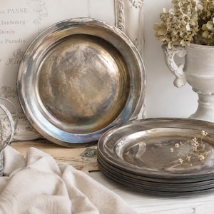 Vintage Tarnished Silver Plated Charger Platter, Gebruder Hepp Pforzheim Serving Tray