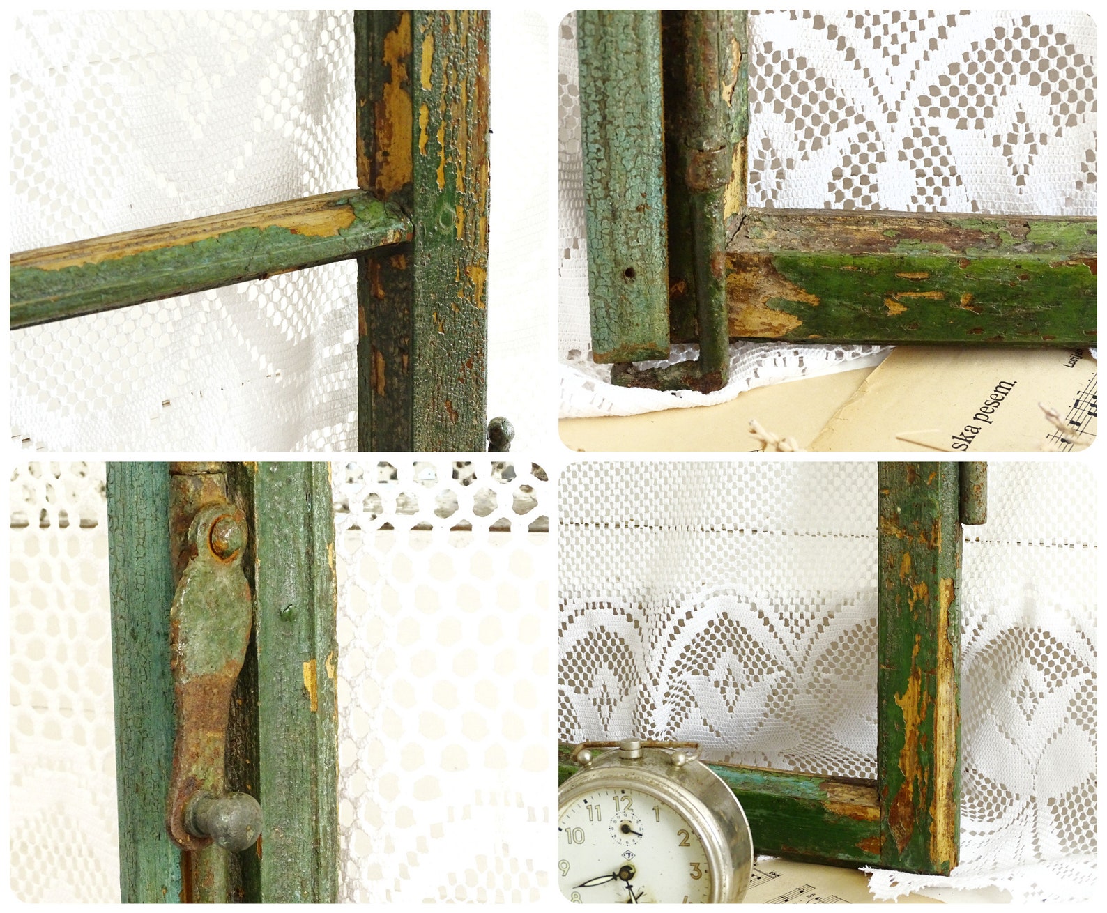 1 Antique Wood Window Frame Old Rustic Window 3 Pane Primitive Etsy