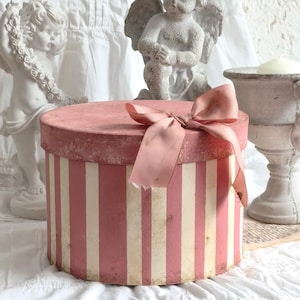 Shabby Chic Hat Box: Aged French Country Decor, Romantic Storage