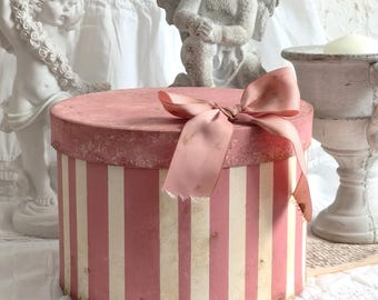 Shabby Chic Hat Box: Aged French Country Decor, Romantic Storage