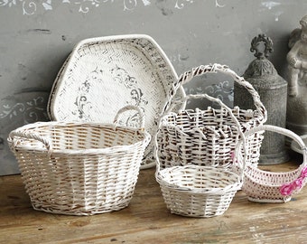 Panier en osier blanc Enfant pour mariage et cérémonie