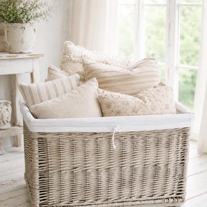 Extra Large Handwoven Wicker Basket: Vintage Farmhouse Storage