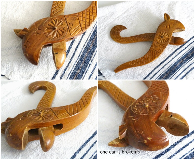 Wooden Nutcracker Hand Carved Vintage Folk Art Treen Ornate Etsy