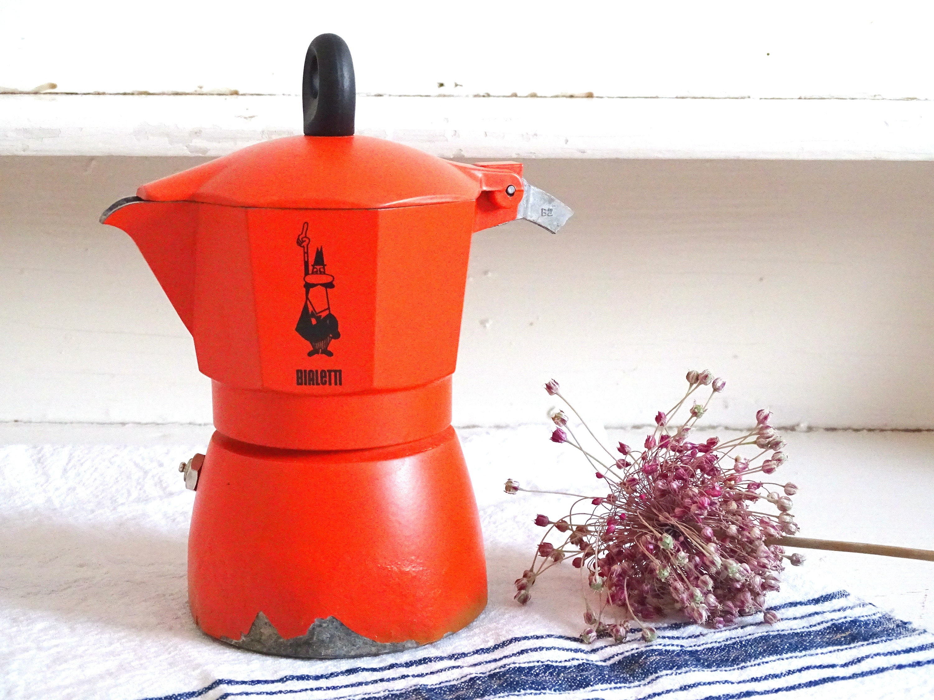Orange Bialetti Moka Coffee Pot Italian 
