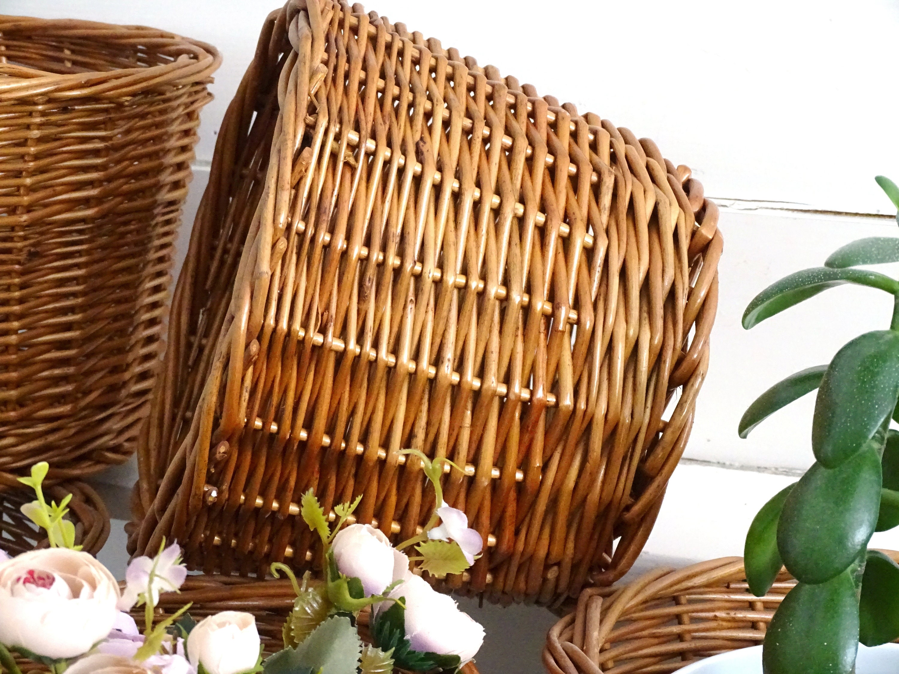 Wicker Plant Basket Hand Woven Houseplant Basket Rattan Middle Etsy UK