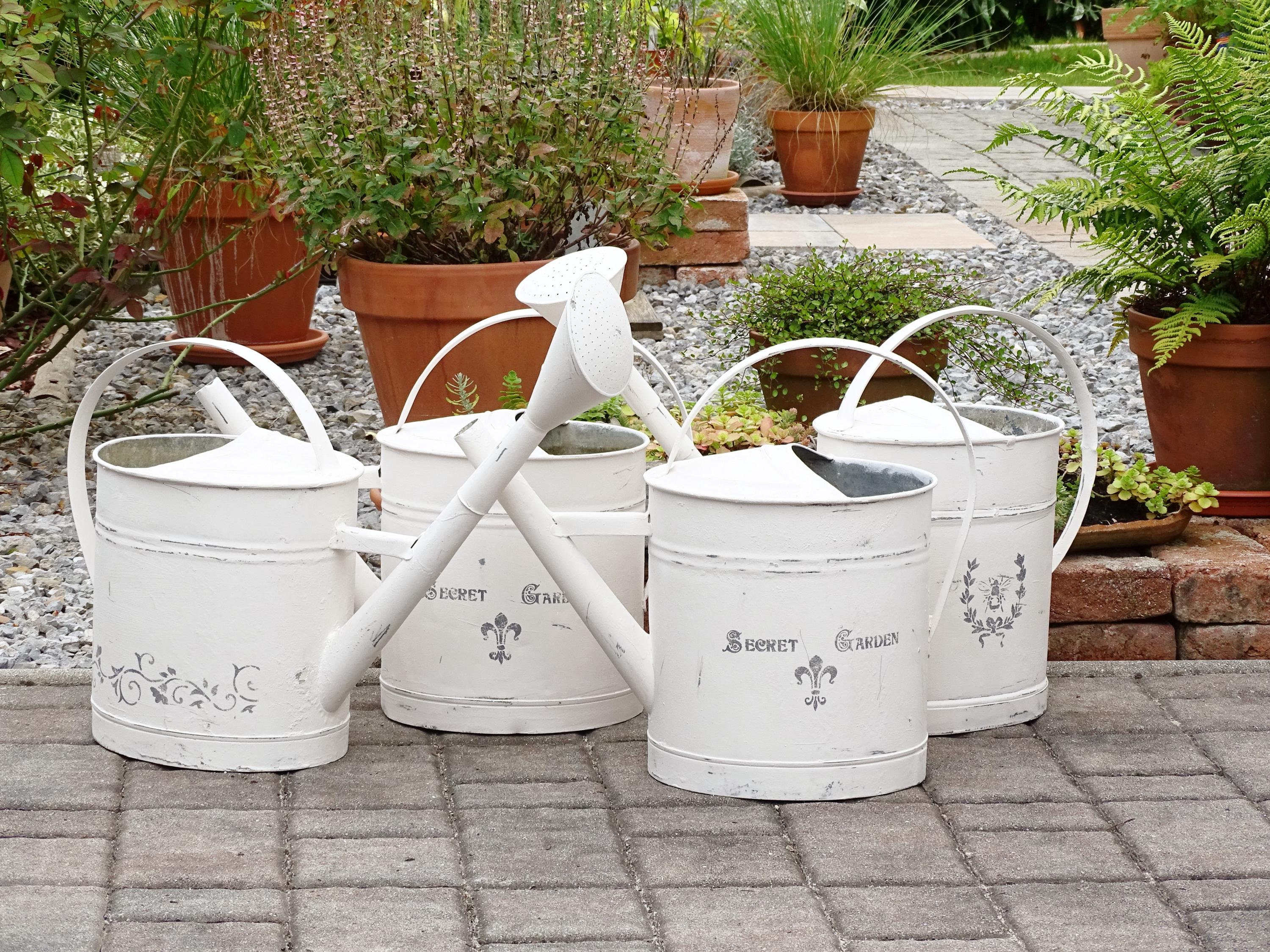 Regadera de zinc galvanizado blanco: Regadera grande de metal rústico,  decoración para jardín de estilo campestre - Etsy México, image size:3000x2250