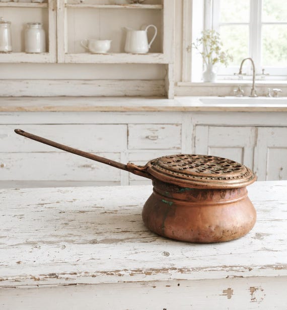 Antique Copper Chaffing Dish, Plate Warmer, Table Plate Heater, Serving Dish, Copper Tea Light Hot Plate Stand, Metal Trivet, Warming Dish