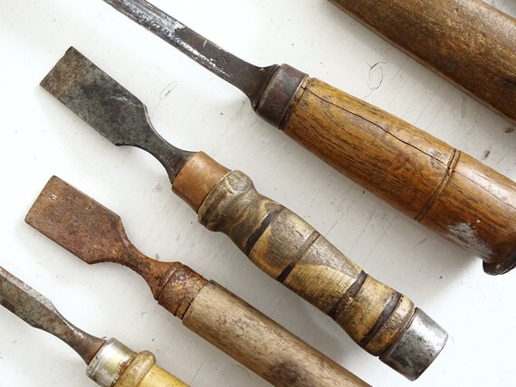 1 Antique Mortise Chisel Wood Carving Hand Tool Wood Handle