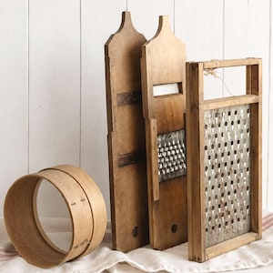 Antique Wood Cabbage Grater: Primitive Farmhouse Kitchen Decor