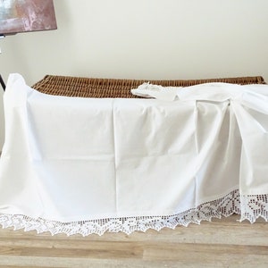 Antique Lace Cafe Curtain: Hand Crochet Trim, French Style Valance