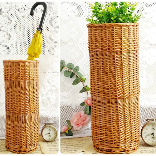 Umbrella Stand Wicker Basket Hallway Basket Large Tall Etsy