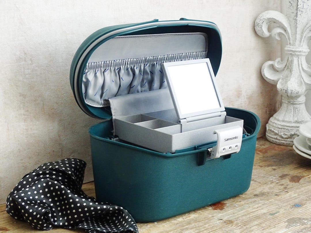 Price Samsonite Vanity Box Vintage Green Samsonite Train Case